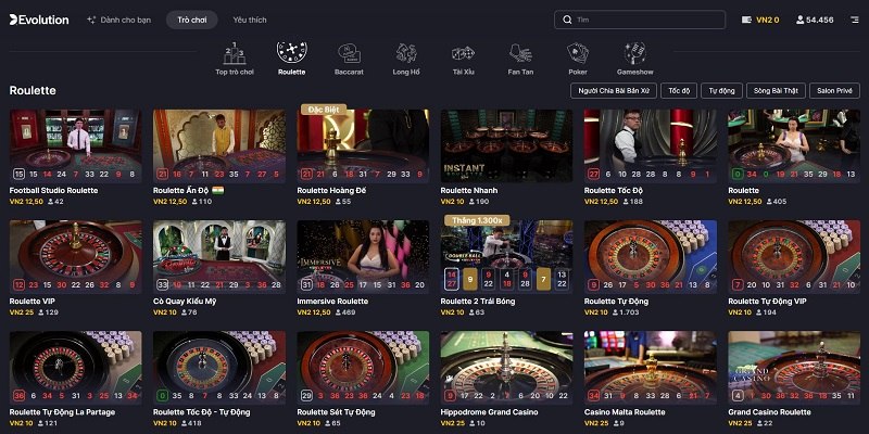 Thử vận may cùng Roulette tại EVO live casino