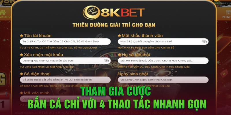 Tham gia cược bắn cá chỉ với 4 thao tác nhanh gọn